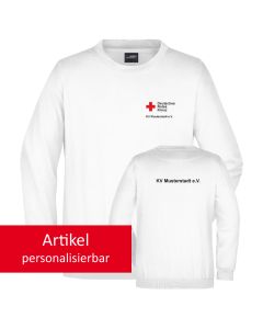 DRK Sweatshirt weiß, Stick Kompaktlogo VS, personalisiert